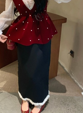 陈六六CHENLIULIU【娇奢半身裙】法式气质百搭显瘦下摆拼接半身裙