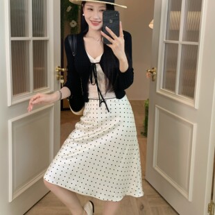 陈六六CHENLIULIU【茶歇可可】法式精致优雅波点气质百搭半身裙