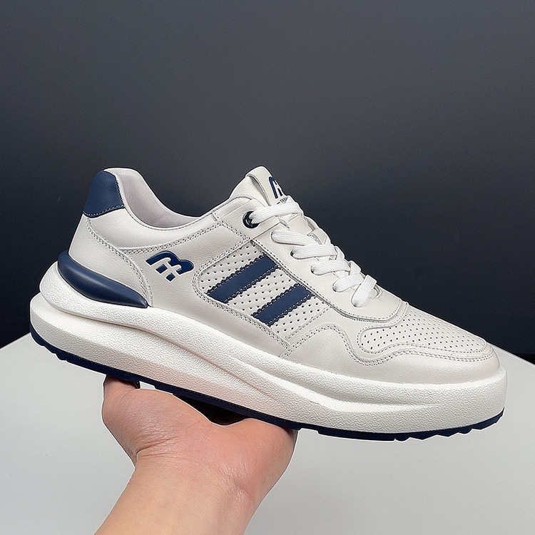 【头层牛皮】真皮透气男鞋板鞋高级感小白鞋打孔增高鞋运动休闲鞋