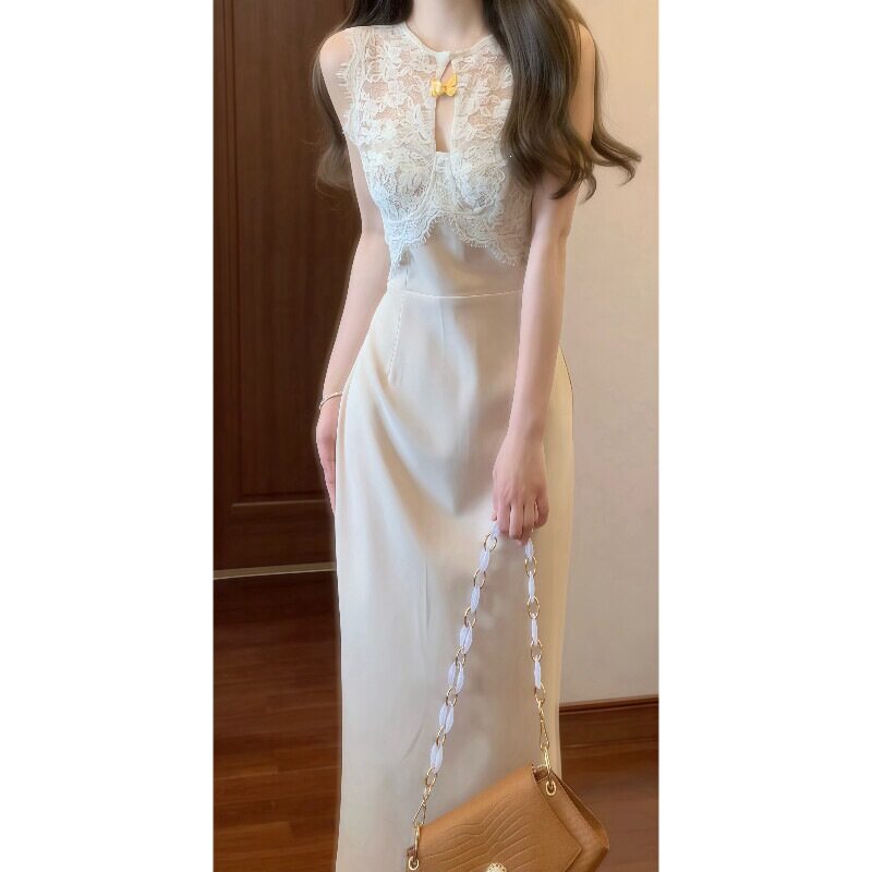 法式高级感超好看蕾丝吊带连衣裙子女夏季时尚气质感修身包臀长裙