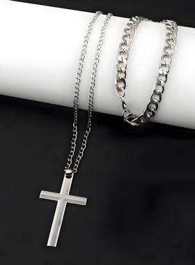 锌合金合成锆石吊坠 【秋冬搭配】2025新款欧美十字架项链男女百�