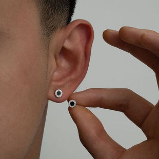 钛钢耳饰 黑色罗马数字耳钉男单只痞帅个性高街嘻哈耳饰感耳环冷