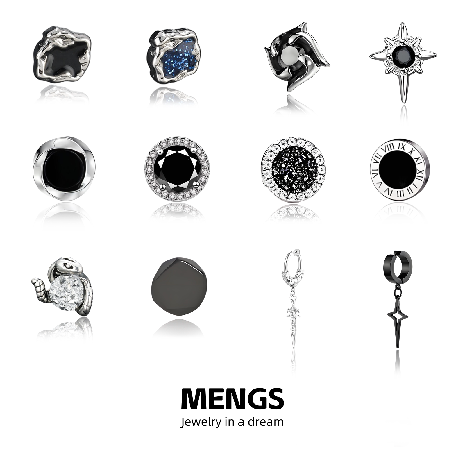 合金耳饰 璀璨系列磁吸耳夹新款男女个性设计感冷淡时尚潮流ins耳