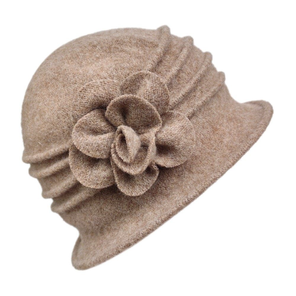 时尚潮款英伦复古羊毛混纺秋冬季女帽优雅盆帽羊毛呢妈妈帽子女士