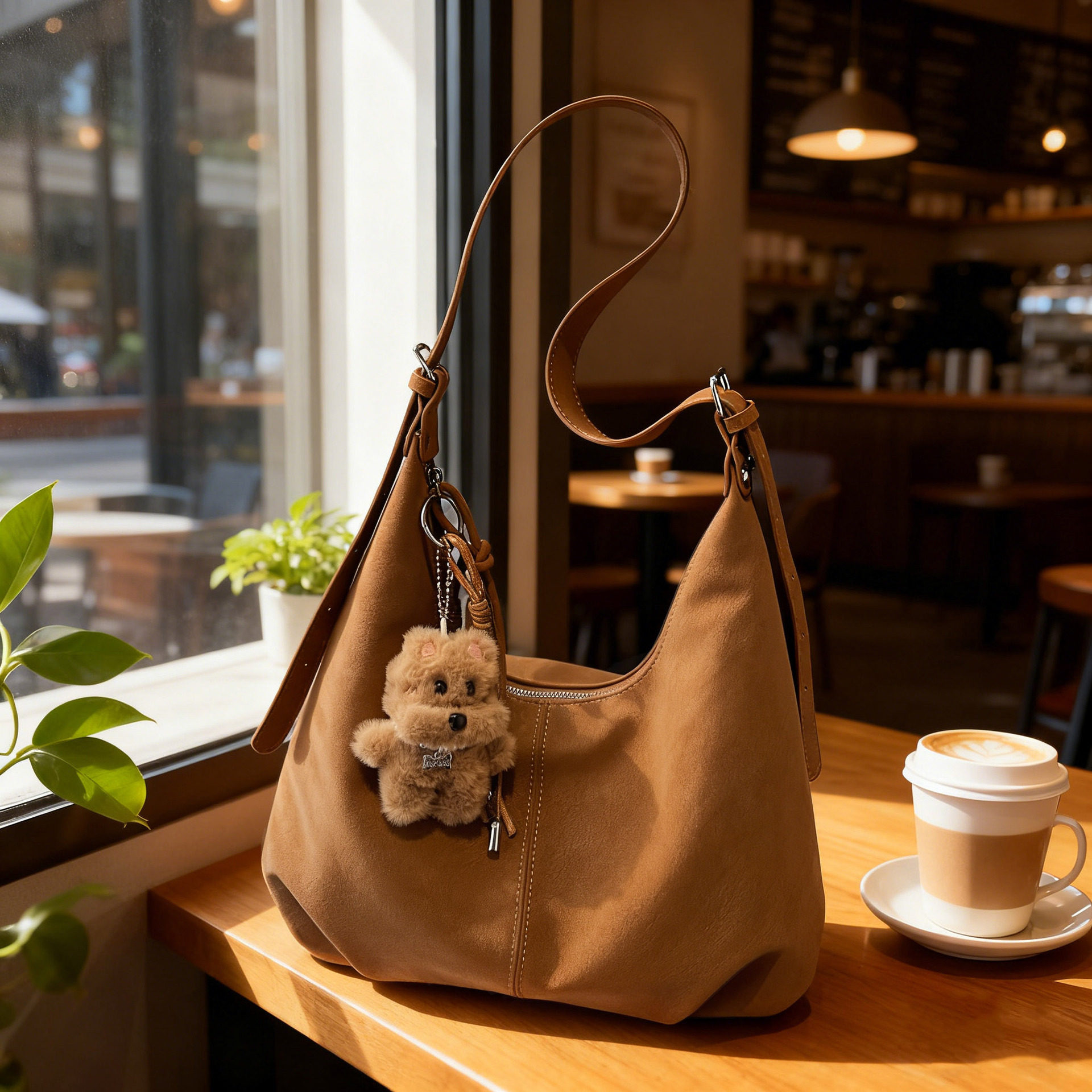 秋冬麂皮绒托特包女202新款复古磨砂大容量斜挎包韩国小众腋下包