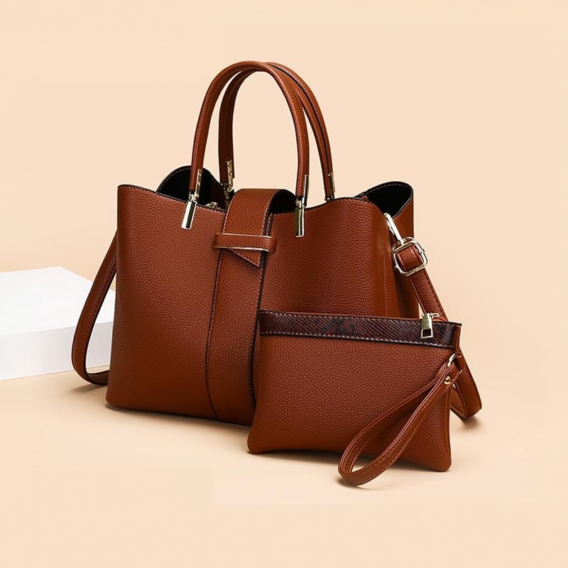 大容量水桶包欧美时尚荔枝纹包包女子母单肩包复古手提斜挎包潮款