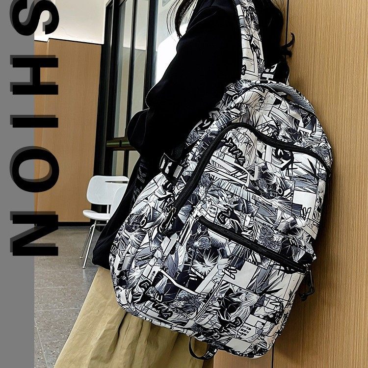 动漫涂鸦双肩包男女大容量轻便学生书包潮流个性时尚潮款日系原宿