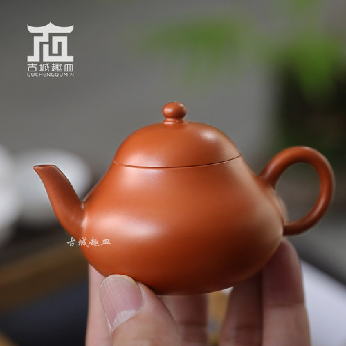 蔡煜坚矮梨壶潮州手拉薄胎朱泥壶