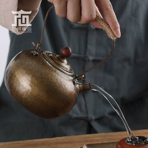 古城趣皿金属提梁大容量紫铜壶