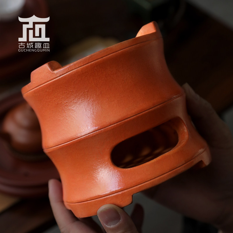 潮州红泥竹节炭炉手工砂铫煮茶炉