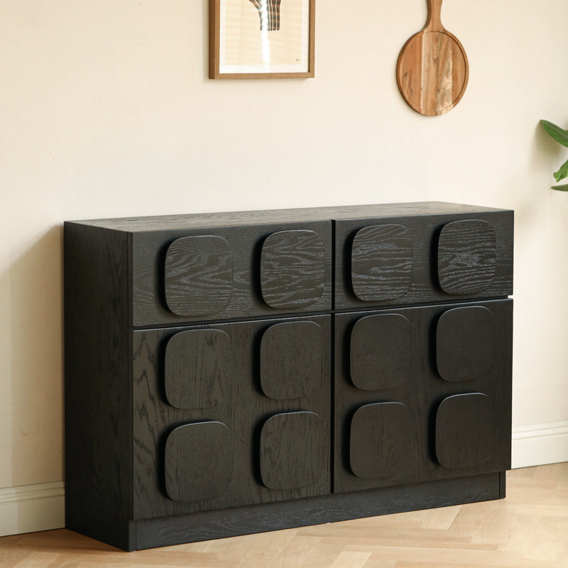 储物柜愫墨实木收纳中古风红橡木