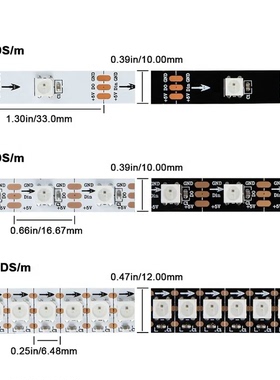 5VRGB全彩柔性灯带 流水跑马幻彩软灯带 带IC带背胶灯条可编程