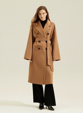 国版101801纯山羊绒双面呢CEID大衣女长款赫本风毛呢外套2025秋冬