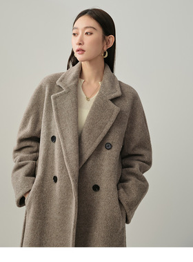 Max家进口骆马绒阿尔巴卡手缝双面羊驼绒大衣女中长款羊毛呢外套