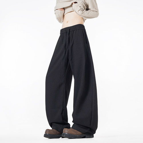 B347-W2603-P50-控价68 秋季黑色宽松休闲长裤直筒西裤男