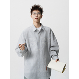 B347-C51-P50-88秋季胸前字母绣花宽松衬衣男士休闲衬衫，男装衬衫，电商B347(原C409)
