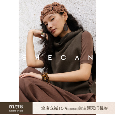 SHECAN【秀场】超细羊毛无袖针织马甲秋季极简风休闲高领5QC006