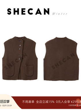 SHECAN【轻量时尚】简约针织马甲女冬季绵羊毛百搭宽松上衣5DC120