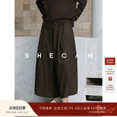 塞纳河畔 裙裤 2025年秋冬新款 SHECAN 百搭复古高腰羊毛裙裤 女