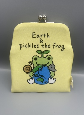 日本Ayanokoji浅黄色底青蛙图案小口金包