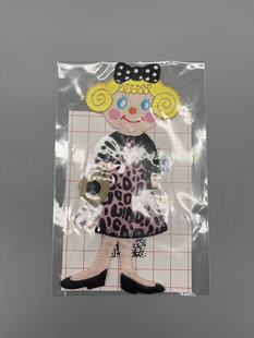 日本Curly Collection卷发女孩豹纹连衣裙布贴