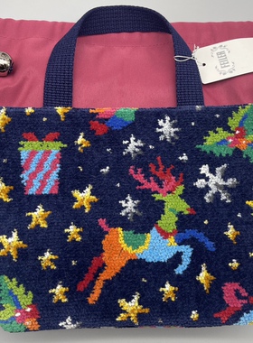 日本Feiler twinkle冬季麋鹿星空雪花图案包内包手提包