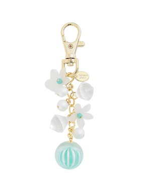 日本Nanaco plus+ real candy蓝色中球透明水滴珍珠拉链扣包挂件