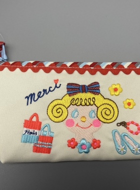 日本Culry Collection卷发女孩刺绣多功能小包