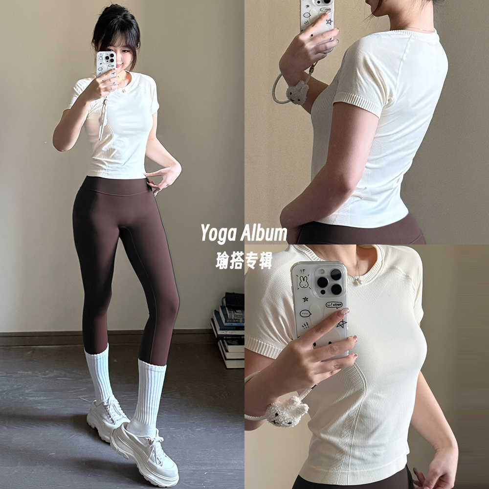 瑜搭专辑运动上衣瑜伽服女透气速干女高弹力圆领修身短袖T恤健身