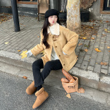 现货2025冬季新款时尚保暖皮毛一体外套浙宝300/8926/P185控278，女装短外套，郎佰婉