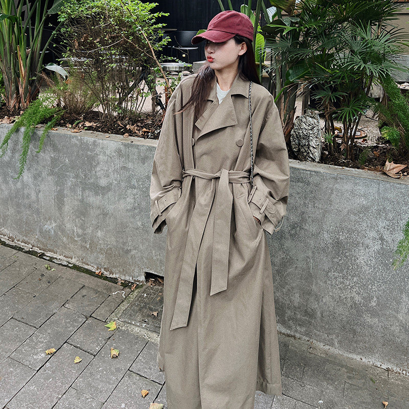 现货2025秋季新款双排扣长款风衣浙宝300/5013/P155控218,女装风衣,郎佰婉