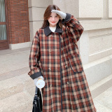 现货2025冬季新款时尚格纹呢子大衣浙宝300/8908/P195控278，女装毛呢外套，郎佰婉