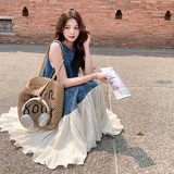 设计感不规则拼接撞色背心长裙女2025年新款夏季慵懒风无袖连衣裙，女装连衣裙，郎佰婉