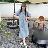 现货2024夏季新款牛仔连衣裙浙宝300/3013/P105控168，女装连衣裙，郎佰婉