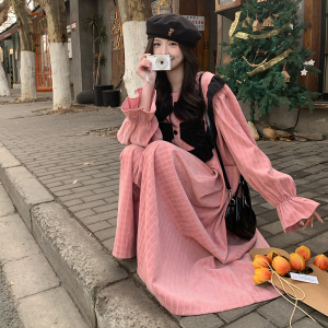 现货 2025春季新款时尚拼接格纹连衣裙浙宝300/8616/P135控198，女装连衣裙，郎佰婉