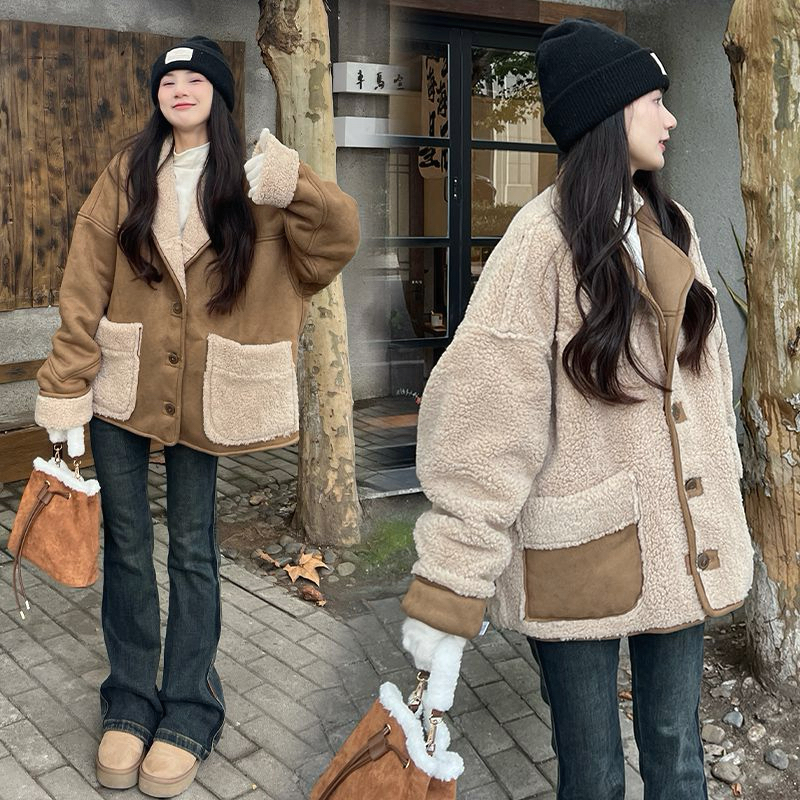 现货2025冬季新款两面穿皮毛一体外套浙宝300/8925/P205控298，女装短外套，郎佰婉