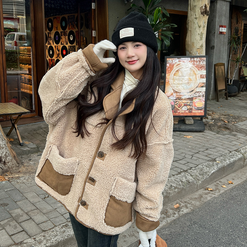 现货2025冬季新款两面穿皮毛一体外套浙宝300/8925/P205控298,女装短外套,郎佰婉