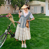 大货24夏新款蕾丝拼接背带裙浙宝300/2802/P135控198一套165控228，女装连衣裙，郎佰婉