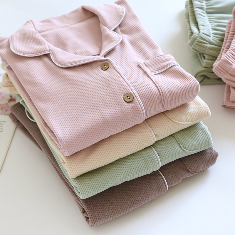 女德绒纯色小翻领家居服长袖长裤