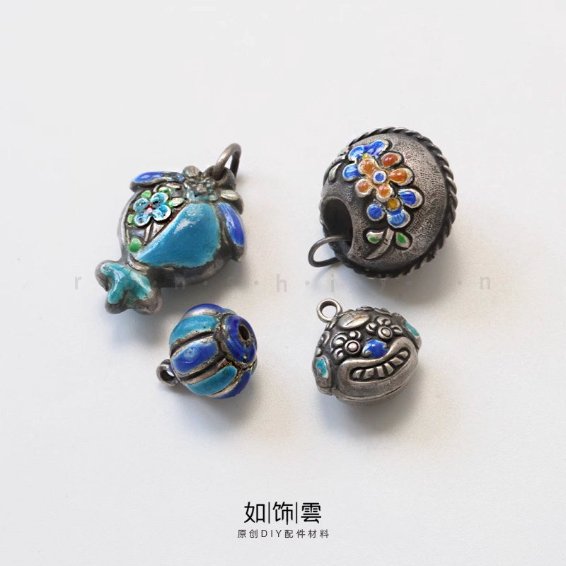 925银烧蓝瑞虎南瓜铃铛吊坠包挂
