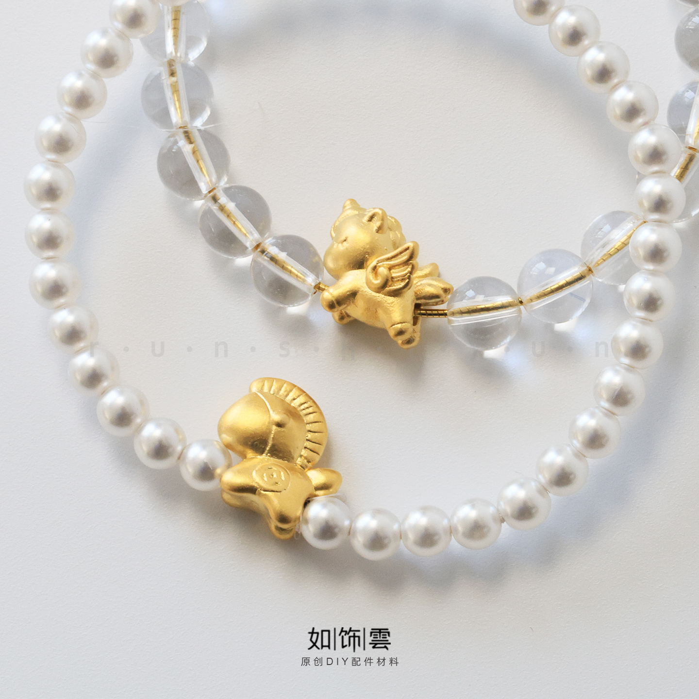 99足银镀金马上有钱生肖马隔珠