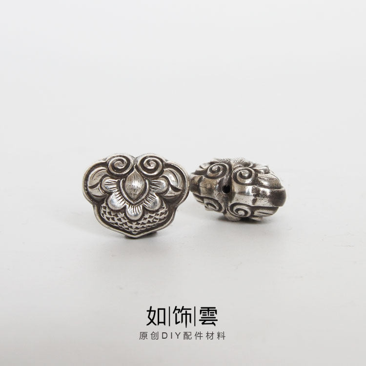 925银如意头背云珠串手串diy