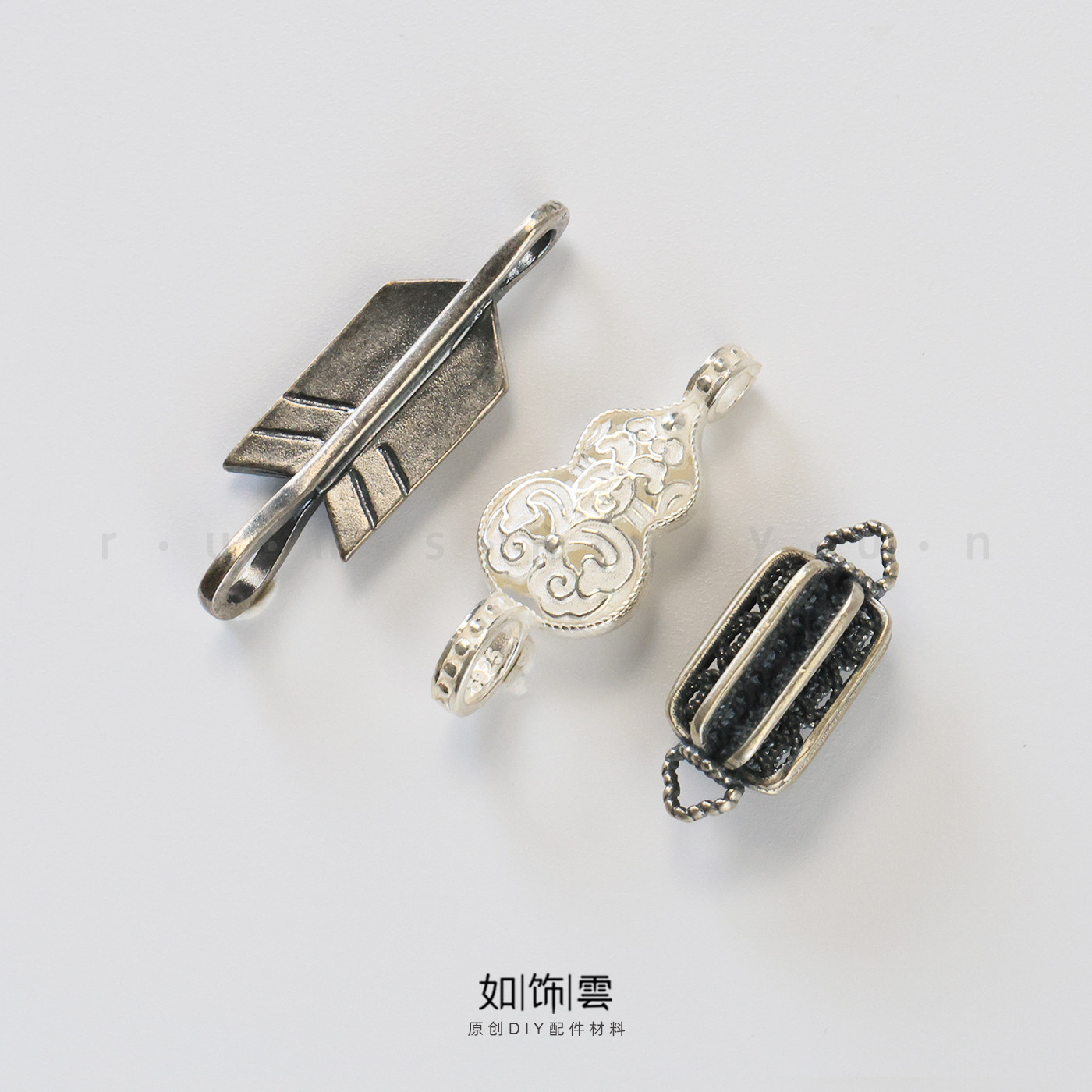 925银剑羽葫芦灯笼手链链接件