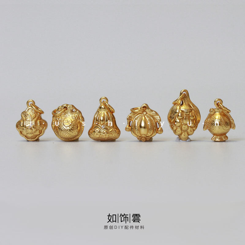 银镀金莲蓬葡萄木鱼铃铛吊坠吊饰