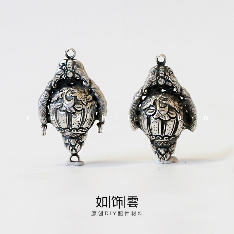925银牡丹蝙蝠铃铛半手工连接环
