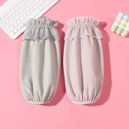 加宽长款羽绒服蕾丝袖套防污套袖