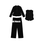 Y0063 女款 搭配美学 HDD 马甲 羊毛 收腰西装 套装 韩版 西裤