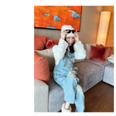 牛仔背带连体裤 HDD Y9439 秋冬女款 磨破减龄韩版 牛仔音符 棉