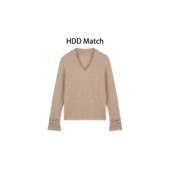 V领针织套头毛衣上衣 HDD Y9962 女款 韩版 燕麦粥 羊毛