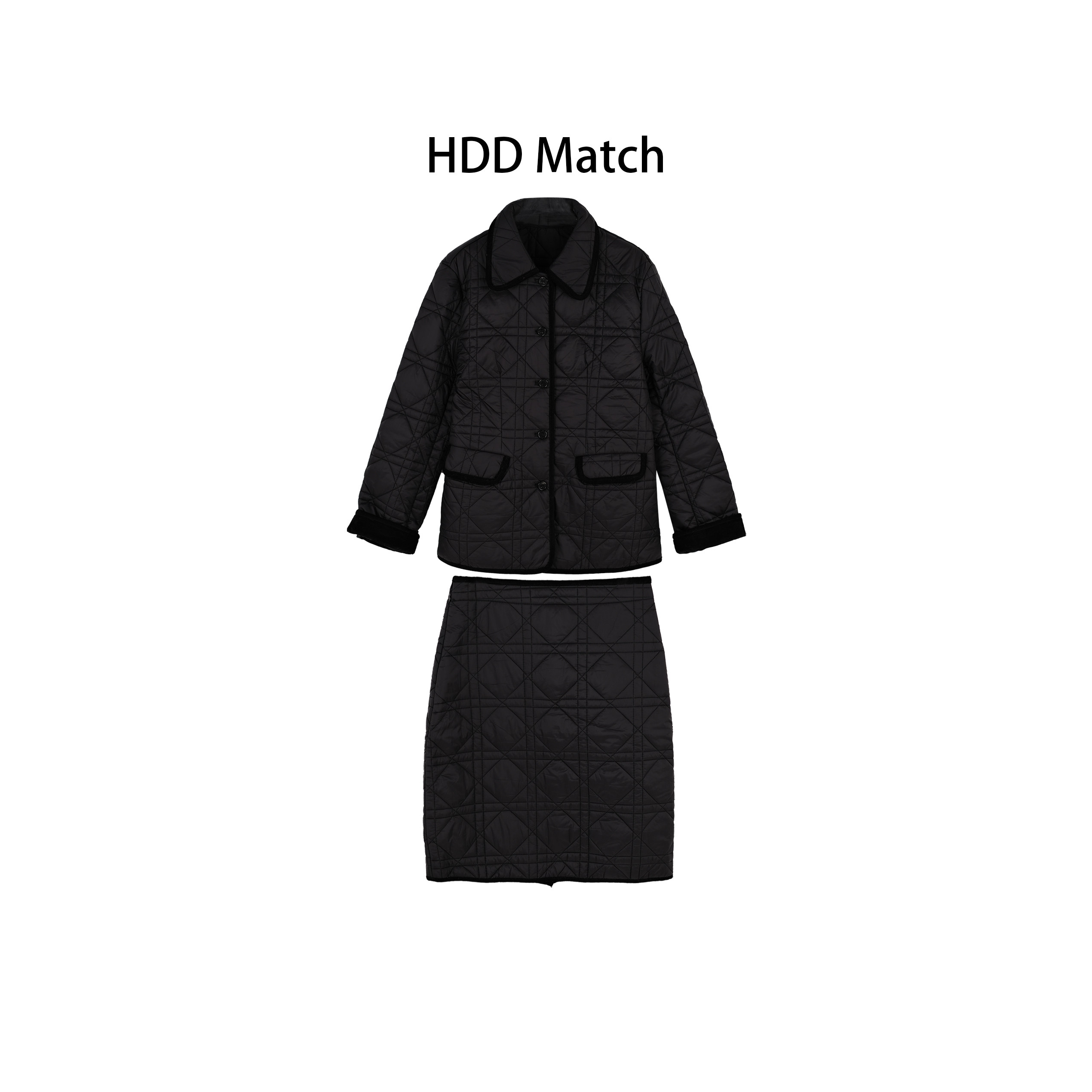 HDD- "菱形块" 女款菱形格夹棉气质外套+半身裙套装 Y1025,女装/女士精品,时尚套装,淘宝优惠券,粉丝福利购,淘宝优惠卷